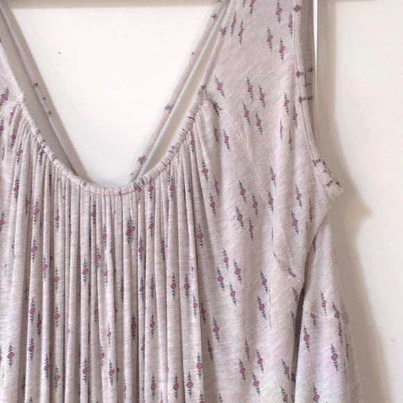 Free People Size Medium Ruched Stretch Jersey Front Tie Grey Draped Top - Picture 8 of 9